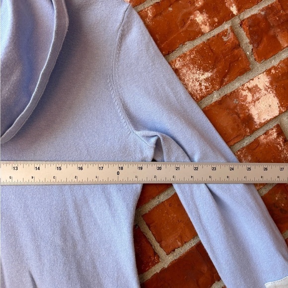 Tyler Boe Womens Small Cashmere Blend Blue Coel Neck Sweater Patch Sleeves - Picture 7 of 9